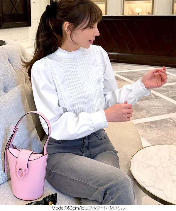 [ 岡部あゆみさんコラボ ]選べる2タイプフリルデザインブラウス [C7772]