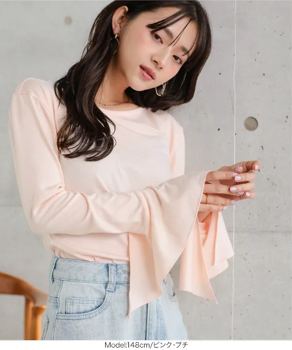 [ Petitle / プチレ ] フレアスリーブTシャツ [C7781]