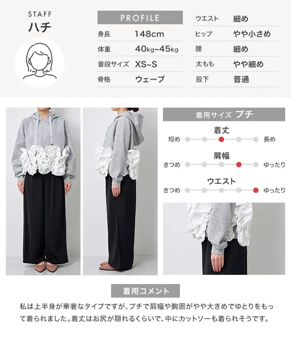 みー   試着のみ✴︎myclozette フリルパーカー Petitle / プチレ ] ダイバー裾ホイップフリルパーカー [C7782