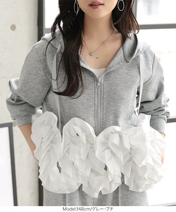 Petitle / プチレ ] ダイバー裾ホイップフリルパーカー [C7782] | 3/4