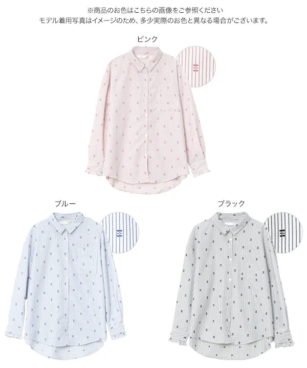 刺しゅうストライプシャツ [C7784]