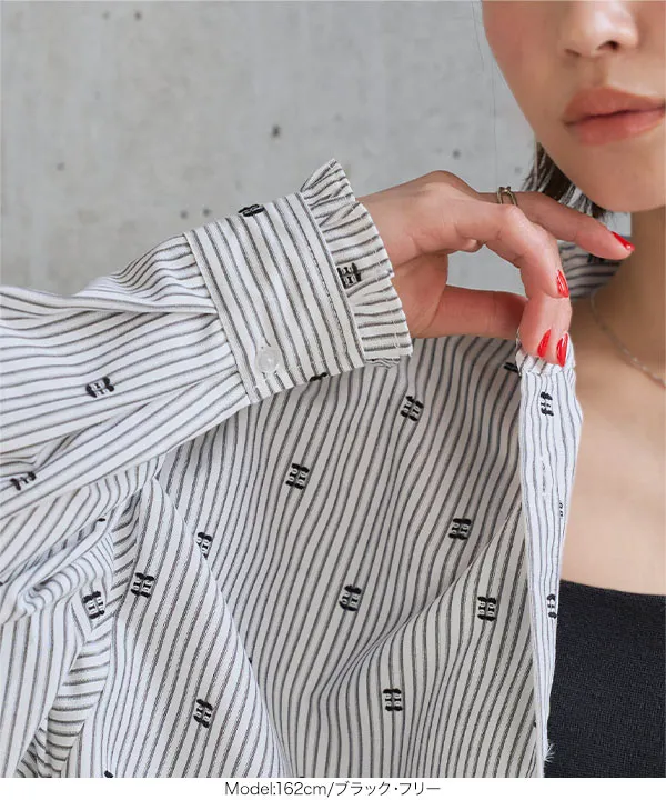 刺しゅうストライプシャツ [C7784] - レディースファッション