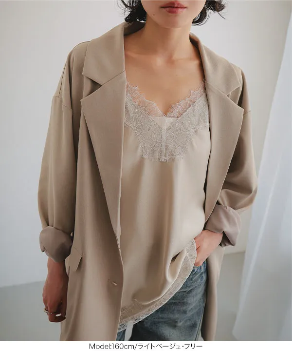 サテンレースキャミトップス [C7792] - レディースファッション通販