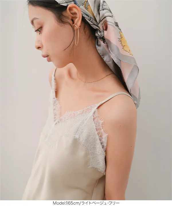 サテンレースキャミトップス [C7792] - レディースファッション通販