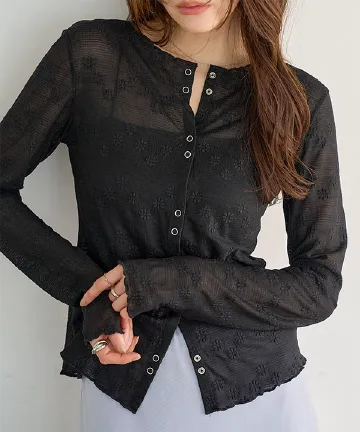 花柄シアーカーディガン [C7798]