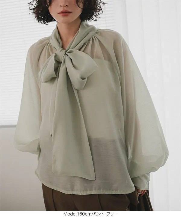 kaene カエン シアーボウタイブラウス 日本製 リボン CENEA（セネア 