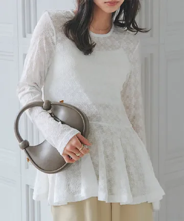 レースアシンメトリーヘムチュニック [C7805]