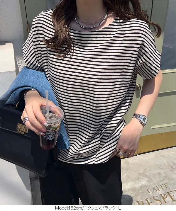 ボートネック半袖コットンTシャツ [C7819]【メール便】 | トップス全品送料無料！8/3(月)朝11:59まで
