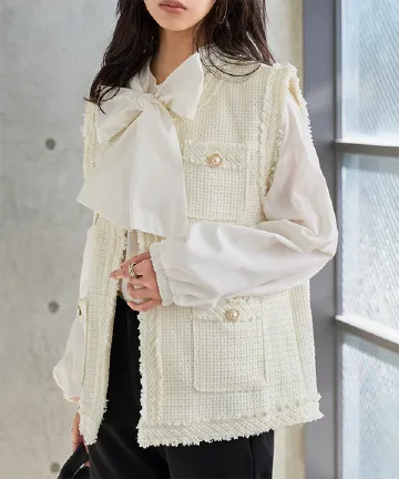 フリンジツイードジレ [C7820]