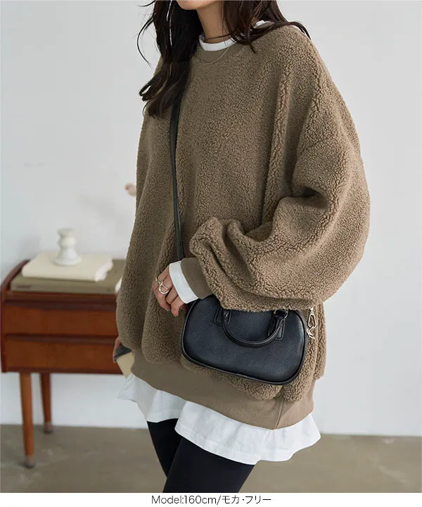 フェイクレイヤードボアトップス [C7831]| 送料無料 1/29(木)12:00~1