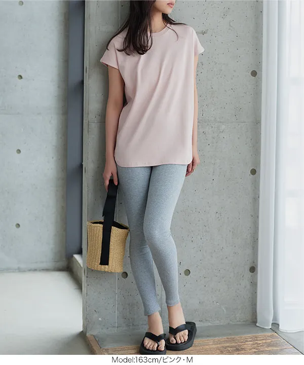 接触冷感 ] 綿100%なめらかフレンチスリーブTシャツ [C7837