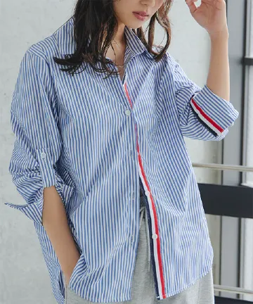 トリコロールテープ長袖シャツ [C7843]| 送料無料 3/19(木)12:00~3/23(月)12:00まで