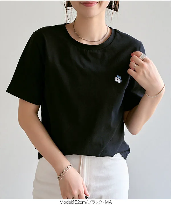[ 11ぴきのねこコラボ ] 刺繍Tシャツ [C7848]