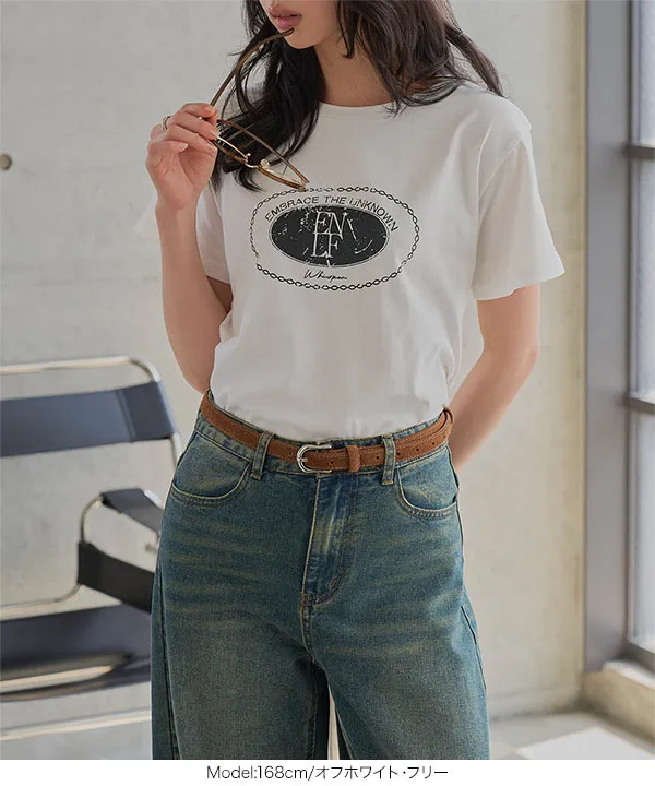 かすれプリントTシャツ [C7855]