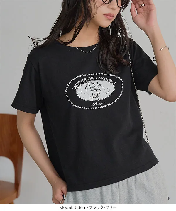 かすれプリントTシャツ [C7855]