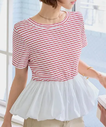 裾バルーンペプラムトップス [C7895] | 送料無料 5/17(日)12:00~5/18(月)朝12:00まで