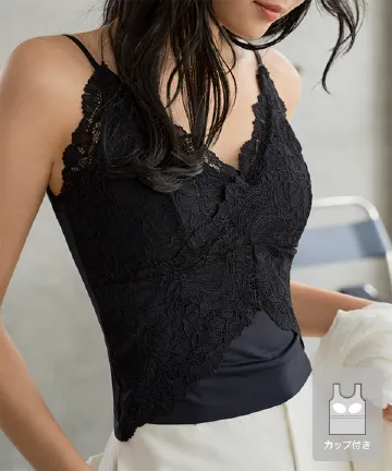 カップ付きレースキャミ [C7900]| 送料無料 4/30(木)12:00~5/1(金)12:00まで