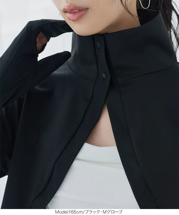 [ UVカット＆接触冷感 ] M L 首まで隠れる日避けボレロ [C7938]