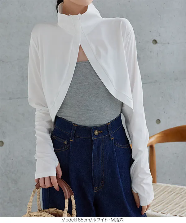 [ UVカット＆接触冷感 ] M L 首まで隠れる日避けボレロ [C7938]