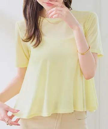 シアードレープ半袖Tシャツ [C7942]| 送料無料 6/11(木)12:00~6/12(金)12:00まで