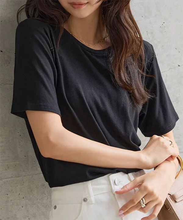 クルーネックorVネックレーヨンTシャツ [C7953]| 送料無料 7/14(火)12