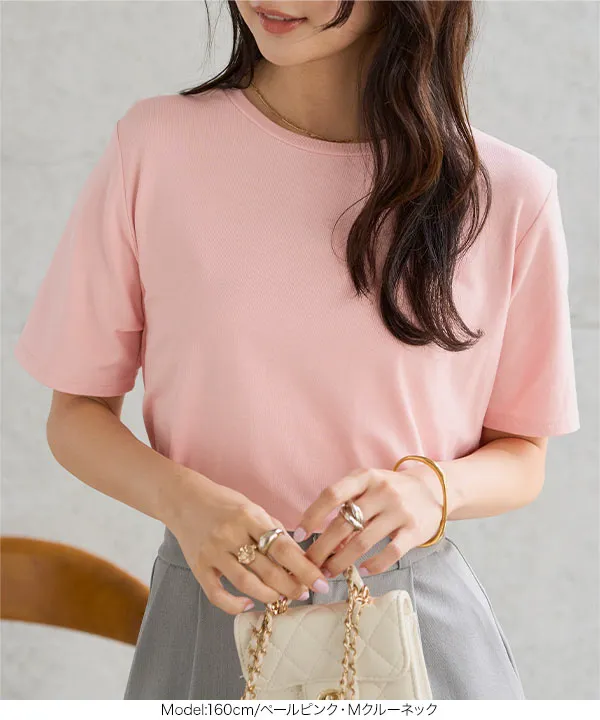 クルーネックorVネックレーヨンTシャツ [C7953]
