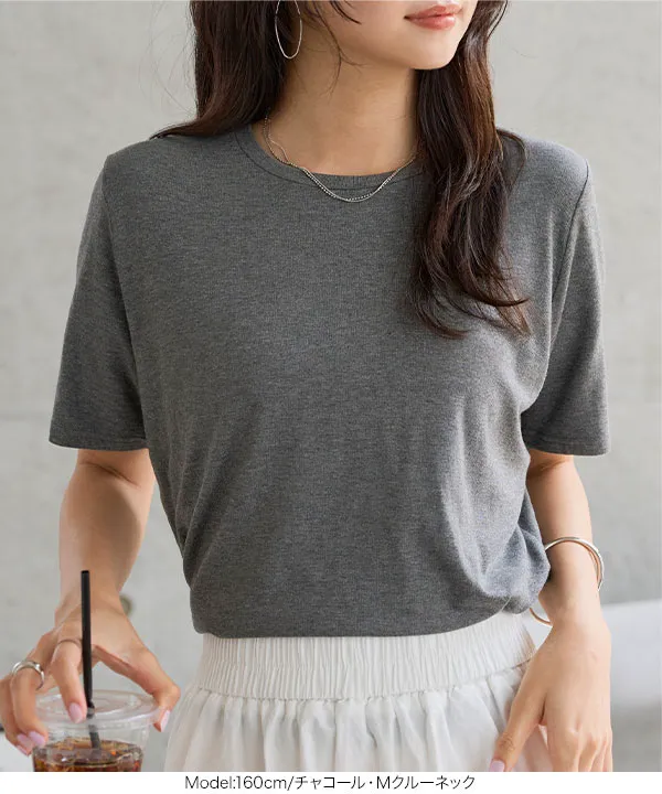 クルーネックorVネックレーヨンTシャツ [C7953]