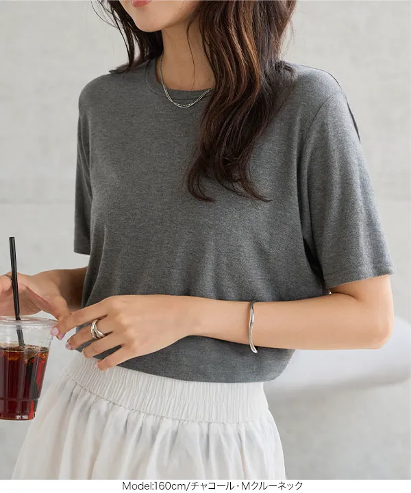 クルーネックorVネックレーヨンTシャツ [C7953]