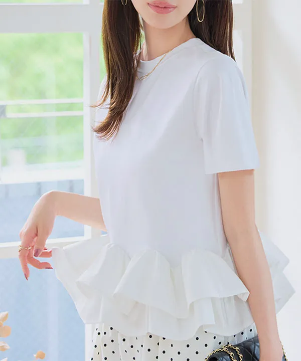 裾フリルペプラムTシャツ [C7959] - レディースファッション通販 神戸