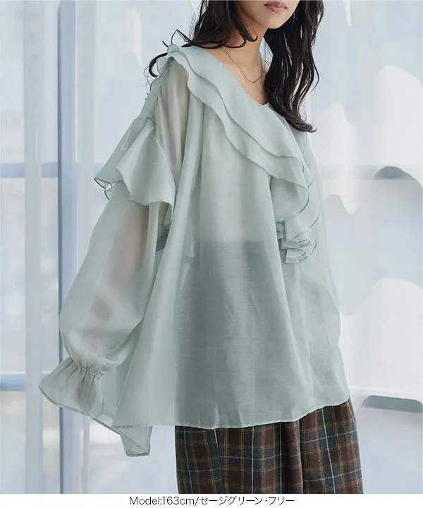 シアーフリルチュニックブラウス [C7990]｜9/11（金）12:00～発売予定！