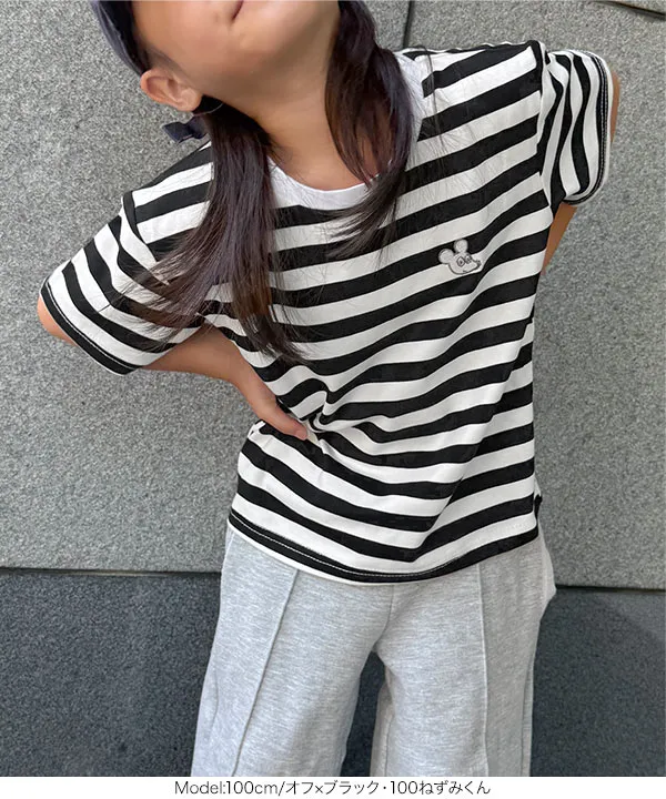 [ ねずみくんのチョッキコラボ ] KIDS刺繍Tシャツ [C8020]