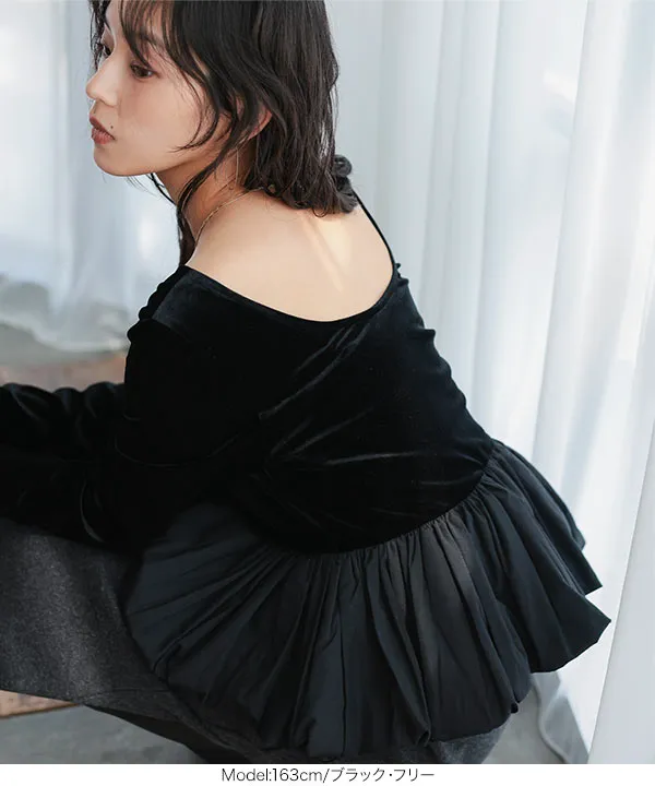 前後2wayベロアペプラムトップス [C8032]| 2026AW先行受注アイテム！20%OFFクーポン＆送料無料  8/12(水)12:00~8/18(火)12:00まで
