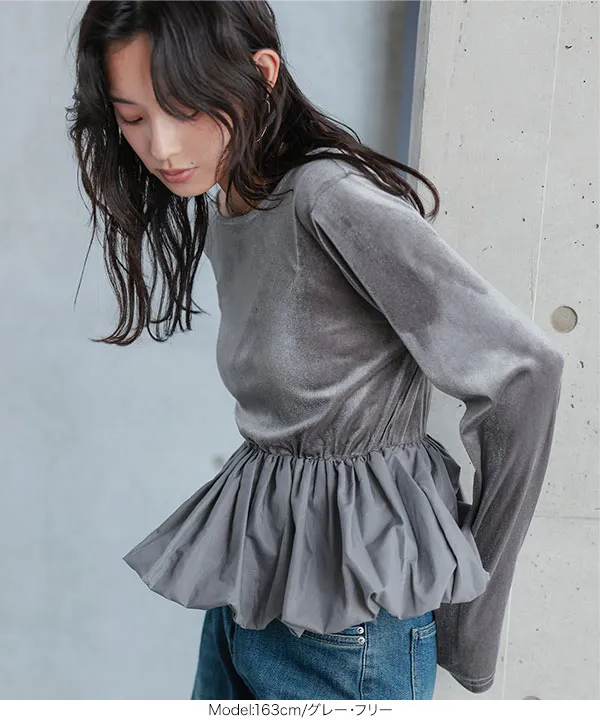 前後2wayベロアペプラムトップス [C8032]| 2026AW先行受注アイテム！20%OFFクーポン＆送料無料  8/12(水)12:00~8/18(火)12:00まで