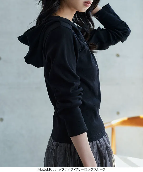 フーデッドリブTシャツ [C8071]| 送料無料 9/10(木)12:00~9/11(金)12:00まで
