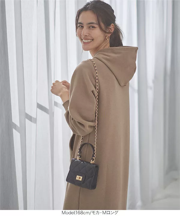 ぬく盛り ] スウェットマキシパーカーワンピース [E1121] - レディース