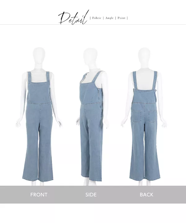 スクエアネックデニムサロペット [E2086] - レディースファッション