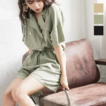 ショートサロペット [E2150]