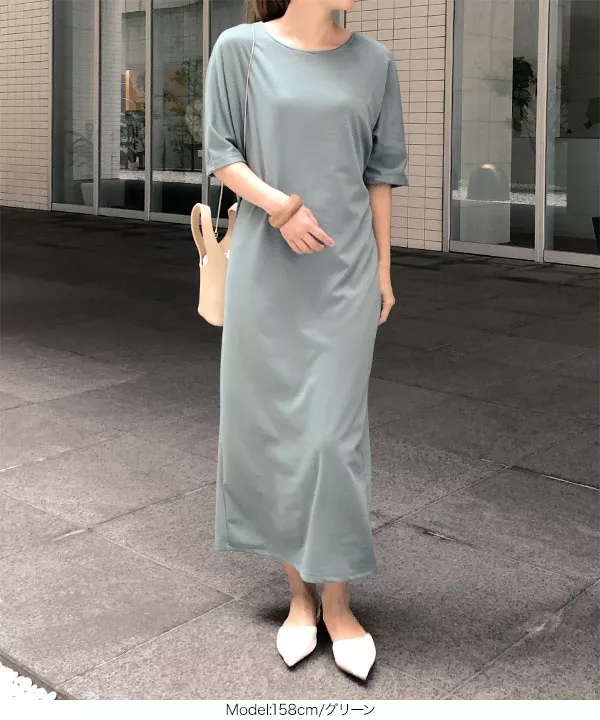 バックボタン付きルーズマキシワンピース [E2163] - レディース