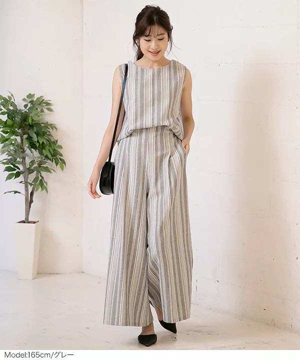 ストライプ柄セットアップ [E2165] - レディースファッション通販 神戸