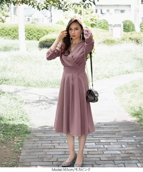 新品　PGG パイルメッシュワンピース レディース1 神崎メリさんコラボ ]カシュクール フィット＆フレア ワンピース[E2194