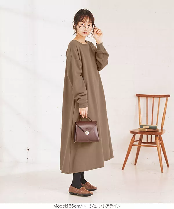 裏起毛 ]選べる2タイプロングワンピース [E2232] - レディース