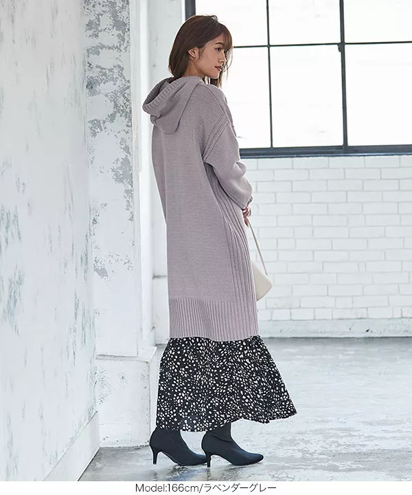 フード付きニットワンピース [E2273] - レディースファッション通販