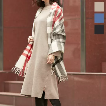 ショルダーボタンニットワンピース [E2275]