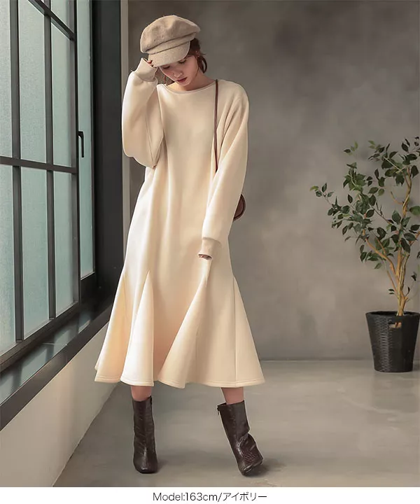 裏起毛 ]スウェットフレアマキシワンピース [E2300] - レディース