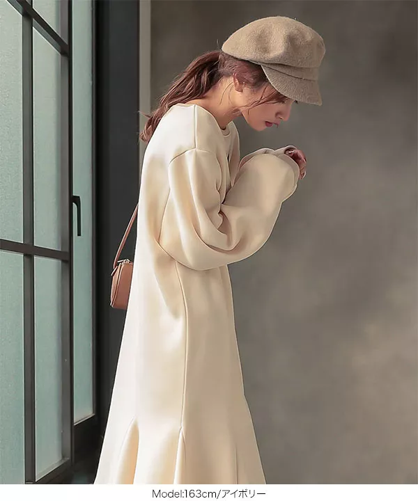 裏起毛 ]スウェットフレアマキシワンピース [E2300] - レディース