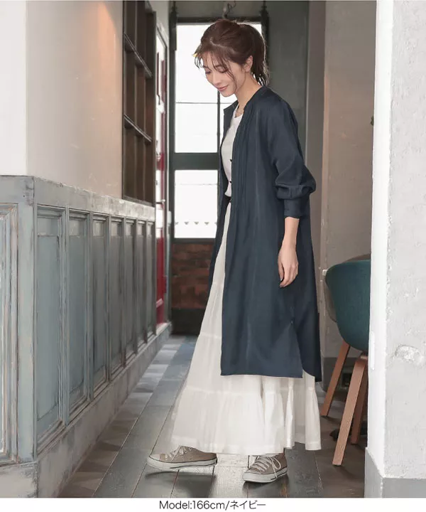 ワンピース シャツワンピース 光沢 グラデーション 長袖 ロング Jewelobe ワンピース グラデーションデニムロングシャツ