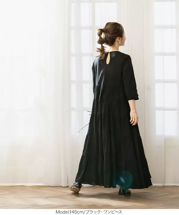 田中亜希子さんコラボ ]インド綿ティアードチュニック&ワンピース