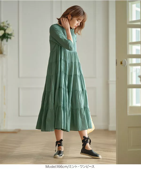 [ 田中亜希子さんコラボ ]インド綿ティアードチュニック&ワンピース [E2325]
