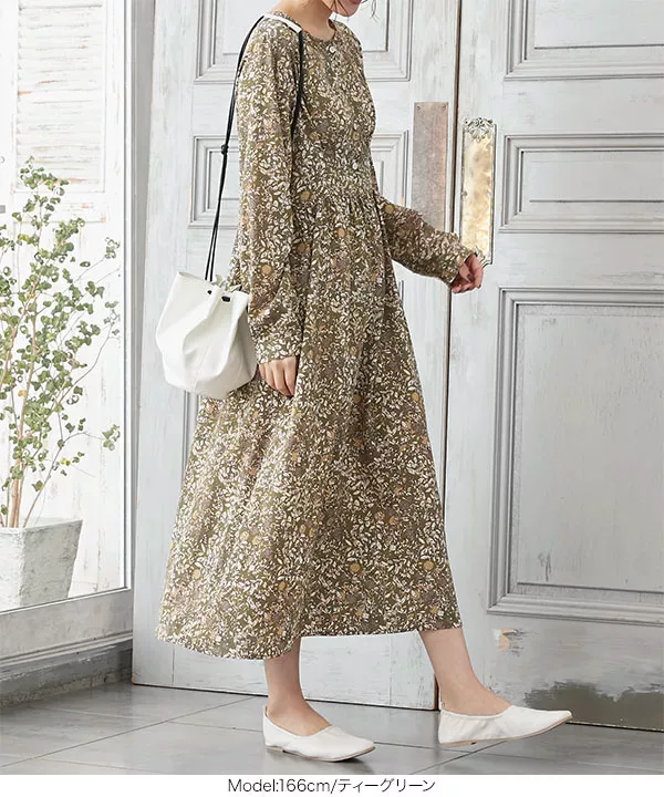 ウエスト切り替え花柄ワンピース [E2343] - レディースファッション