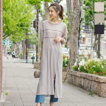 配色メローシアーテレコワンピース [E2420]